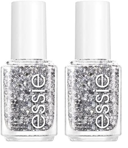 essie Nail Polish, Glossy Shine Silver Glitter, Set in Stones, 0.46 Fl Oz (Pack of 2)