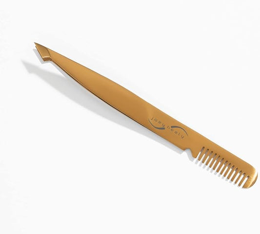 Joey Healy Pro Sculpting Tweezer, Pro-Performance Brow Tool, Steel Slanted and Pointed Tips for Precise Brow Shaping, Protective Travel Case