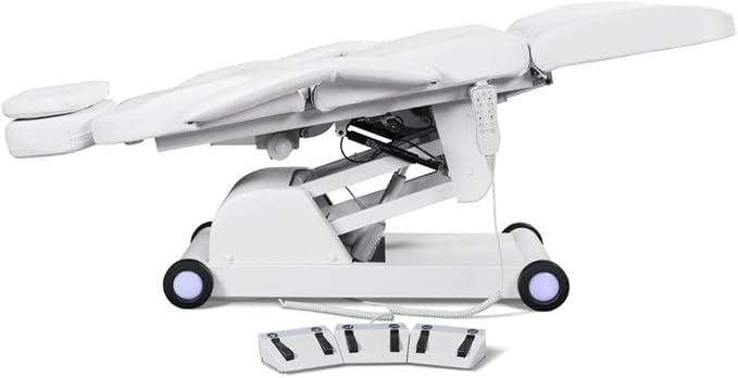 Artist hand 3 Motor Electrical Facial Bed for Esthetician 110V Removable Massage Table Led Light Beauty Bed Medical Aesthetic Tattoo Chair with Adjustments, Hand/Foot-Operated, White