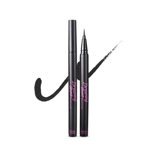 ETUDE Drawing Show Brush Eyeliner, Korean Eyeliner, Soft Pen Type, Clear-Cut Soft Brush, Precise Tip, Long-Lasting, Waterproof, Easy Clean, Korean Makeup, Beauty, Black (0.021 Ounce)