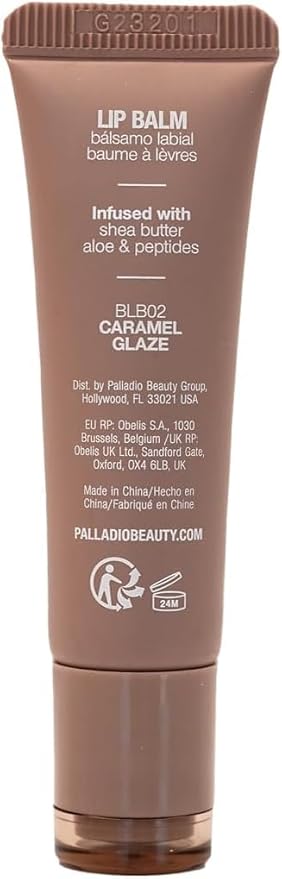 Palladio Butter Balm - Hydrating Lip Balm with Sheer Tint, Aloe, Peptides, Shea Butter, and Vegan Formulation for Instant Moisture, Shine, and Soothing Lip Care, Caramel Glazed
