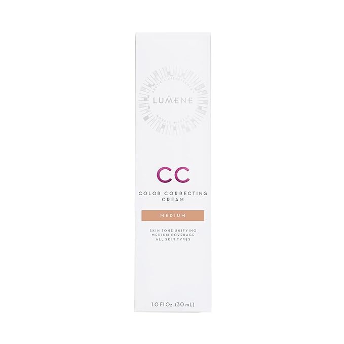 Lumene Color Correcting CC Cream - Lightweight Foundation - Medium Coverage - Redness Reducing Face Makeup for a Glowing Complexion - Vegan Formula + Suitable for All Skin Types - Medium (1 fl oz)