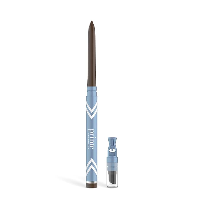 PRIME PROMETICS PrimeEyes Glide Eyeliner for Mature Women – Water-Resistant, Long-Stay and Mess-Proof – Gel Cream Texture, Discreet Sharpener and Effective Smudger (Wood (brown))