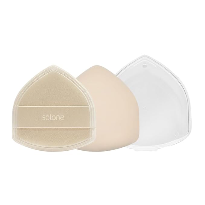 Solone 2Pcs Cushion Makeup Sponge Puff with Elastic Band - For Foundation, Concealer, Loose Powder; Long-Lasting, Beginner-Friendly and Comes with Travel Case