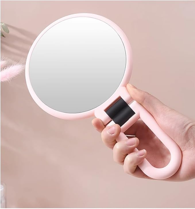 1X 5X Handheld Mirror with Handle for Travel， Magnifying Mirror, Magnification, Rotation Adjustable Handle, Double Sided Folding, Mirror for Women for Eyes Makeup Travel Table Desk Shaving
