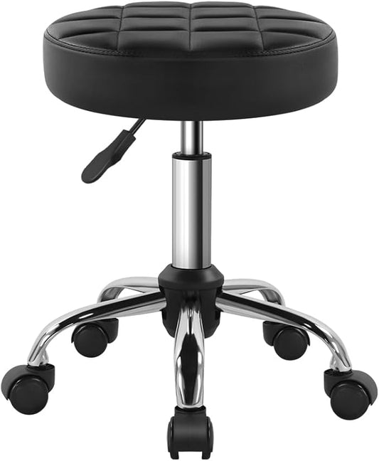 Black Classic Swivel Stool with Wheel for Salon Work Home SPA Shop Height-Adjustable and Cost-Effective Rolling Stool Chair Small