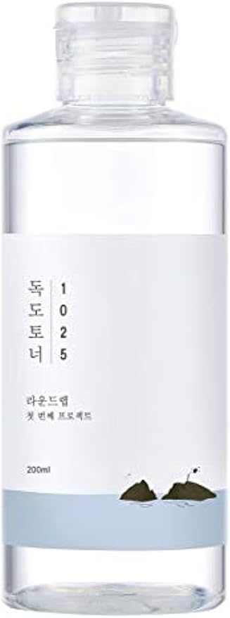 ROUND LAB 1025 Dokdo Toner 6.76 Fl Oz, Oil Control and Reduces Excess Sebum, Gentle Exfoliating Facial Toner, Deep Sea Water for Moisturization, Soft Finish Without Stickiness, Korean Skin Care