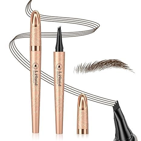 Eyebrow pen - Liquid Eye Brow Microblading Pencil With Micro 4 Point Lift & Brow Pen Snatch, Long-Lasting Waterproof Eyebrow Pencils for Women (Medium Brown)