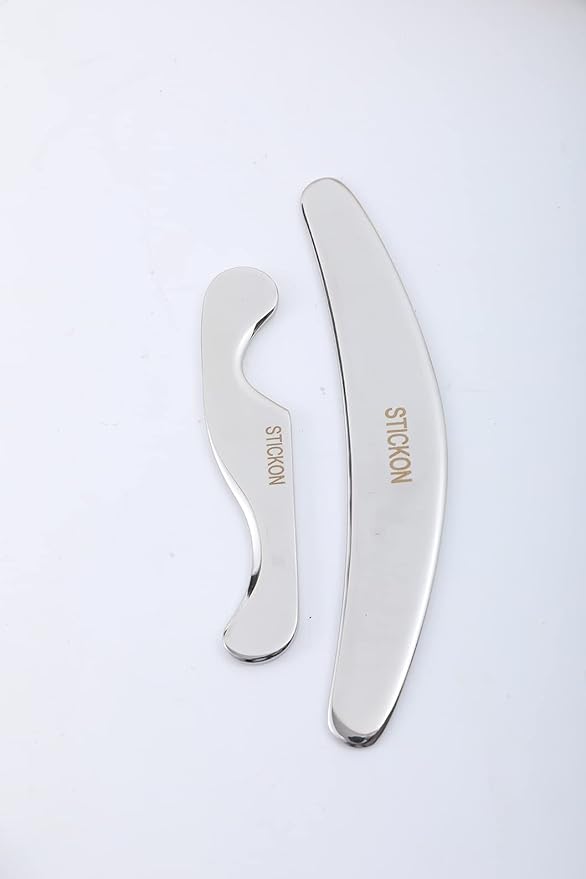 STICKON Gua Sha Stainless Steel 2 Pack Metal Muscle Scraper Tools Set, Scraping Massage Tools Scraper Physical Therapy IASTM Tools Great Soft Tissue Mobilization Tool(STICKON-36)