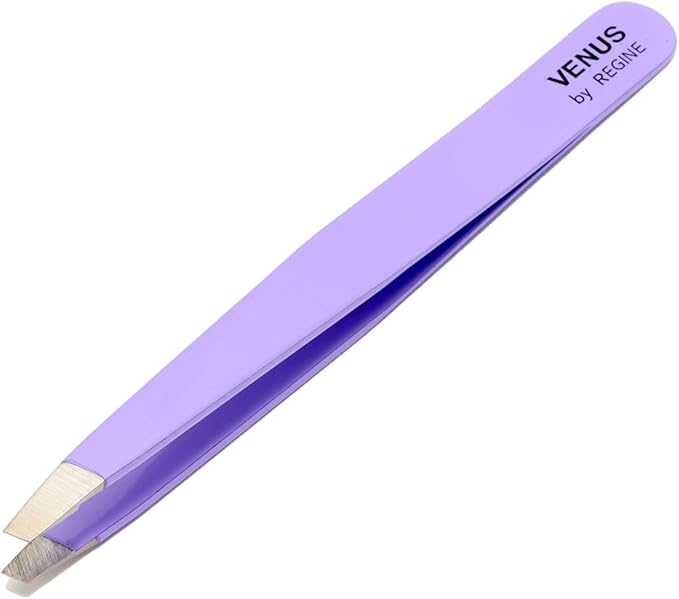 Regine Slant Handmade Tweezers for Women, Precise Tweezers for Men, Eyebrow Tweezers for Women, 25-Degree Angle for Shaping Eyebrows & Grooming Contours of Face (Lavender Limited)