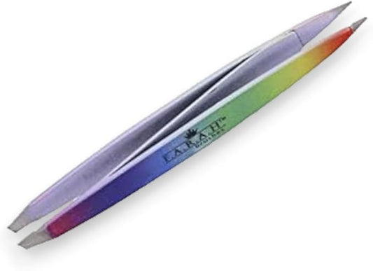 F.A.R.A.H Professional Z-Tweeze Dual Ended Tweezer - Rainbow Gradient Stainless Steel Tweezers