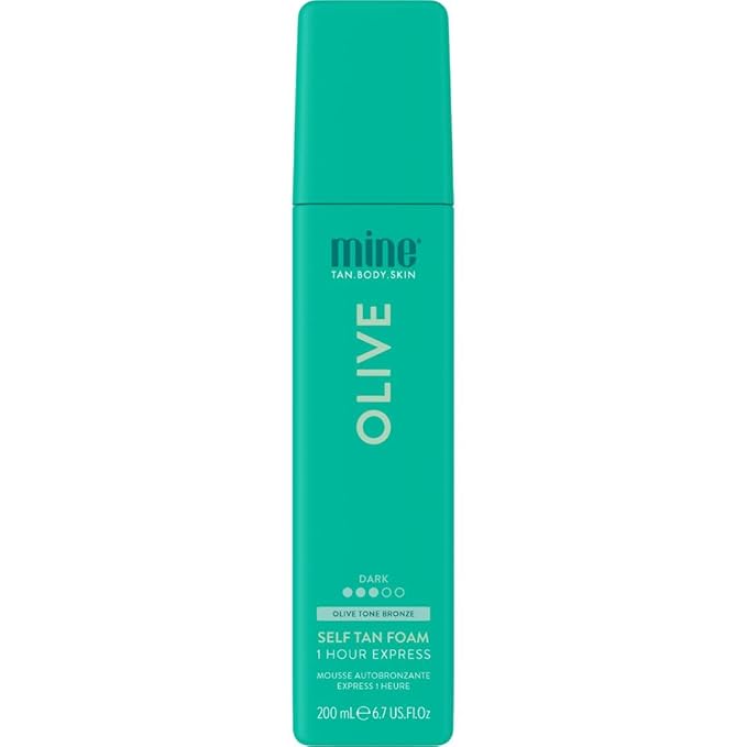 Minetan Olive Self Tan Foam | Color Base Collection - Dark Olive Bronze Finish, 1 Hour Express, Face & Body Fake Tanner, Complements All Skintones, Vegan & Paraben Free, 6.7 Fl Oz