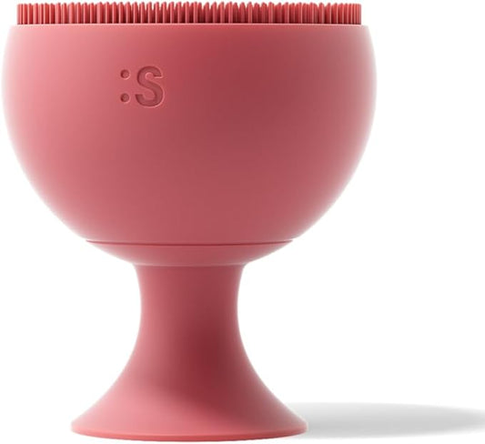 Palm Face Clean Pro⁺ - Electric Face Scrubber for Acne - IPX7 Waterproof and Rechargeable Silicon Face Exfoliator with Slip-Free Grip, 3 Speed Setting - Free from phthalates - Cherry