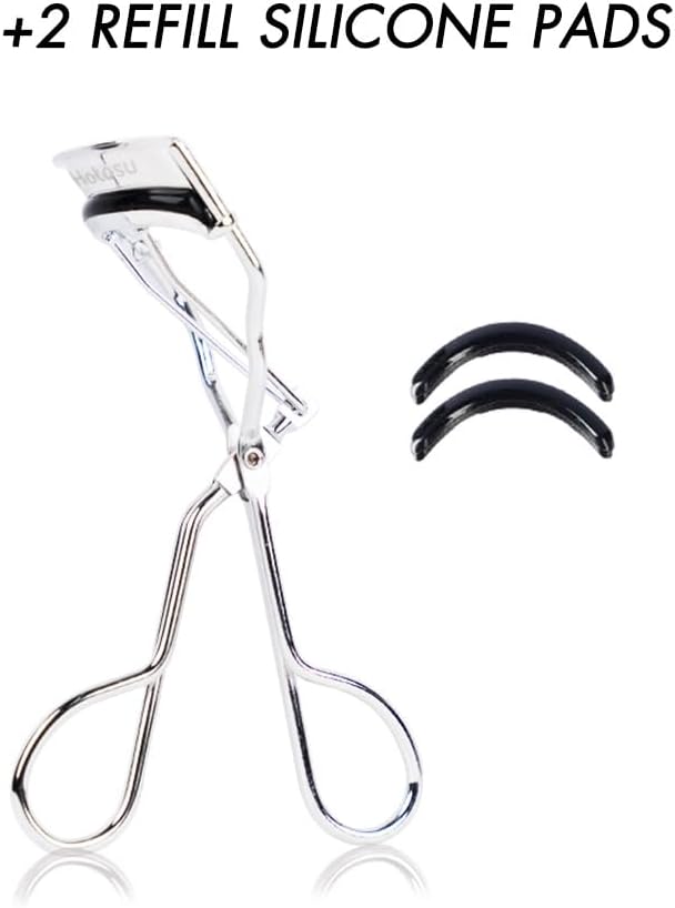 Stainless Steel Eyelash Curlers, Professional Lash Curler for Long-Lasting Lift | Gentle Eye Lash Curler for Hooded Eyes | Stainless Steel Ergonomic Design for Natural Curl (Silver)