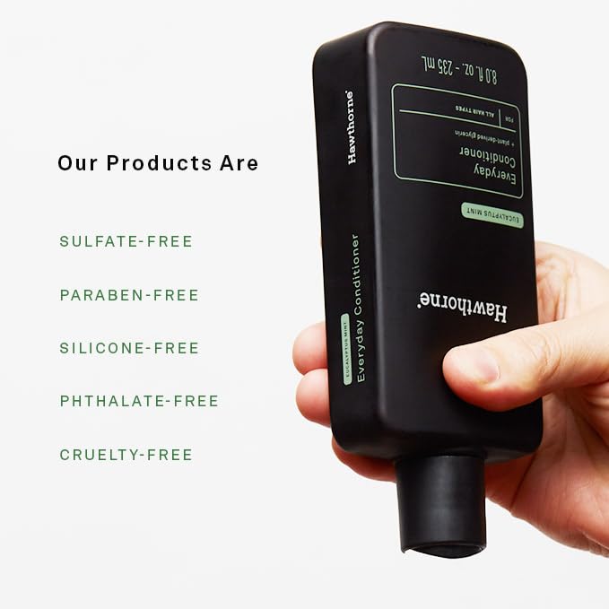 Hawthorne Everyday Conditioner For Men. Mens Conditioner For Stronger, Smoother, Healthier Hair with Plant-Derived Glycerin. Mint and Eucalyptus Scent. Natural, Sulfate Free, Paraben Free. 2-Pack.