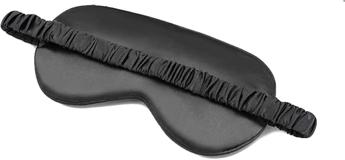 100% Natural Mulberry Soft Silk Sleep Mask, Light Blocking Eye Masks For Sleep, Night Blindfold Eye Mask Cover For Men And Women, Sleeping Night Mask For Travel (Black)