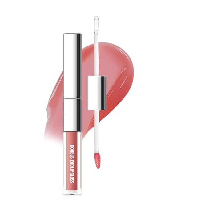 Dual-Ended Lip Stain & Lip Oil – 2-in-1 Matte Color and Hydrating Gloss, Long-Lasting Non-Sticky Lip Tint, Nourishing Moisture & Glassy Shine for Day-to-Night Looks 02#