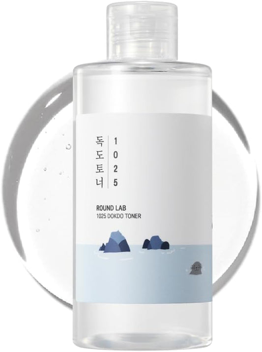 ROUND LAB 1025 Dokdo Toner 6.76 Fl Oz, Oil Control and Reduces Excess Sebum, Gentle Exfoliating Facial Toner, Deep Sea Water for Moisturization, Soft Finish Without Stickiness, Korean Skin Care