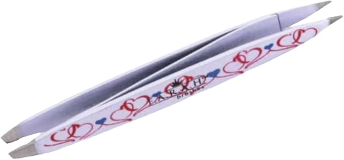 F.A.R.A.H Z-Tweeze Professional Stainless Steel Dual Ended Precision Tweezers - Heart Collection (Dancing Hearts White)