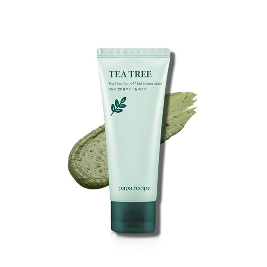 Papa Recipe Tea Tree Mud Mask – Kaolin & Bentonite Clay for Pore Care & Oil Control – Red Bean Exfoliation & Soothing Formula – Korean Skincare