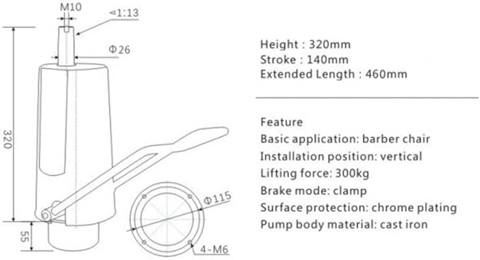 DYNAMI Salon Chair Hydraulic Pump with Base,Barber Chair Base Replacement 4 Screws Barber Chair Hydraulic Pump,Load 661lbs,for Beauty Salon Barber Hairdressing Styling Chairs(5.5in Adjustable Height)