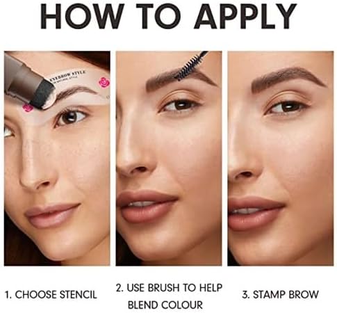 Eyebrow Stamp Stencil Kit - One-Step Eyebrow Stencil with 24 Reusable Thin & Thick Stencils, Long-Lasting Waterproof & Smudge-Proof Brow Stamp for Perfect Eye Makeup (Blonde)