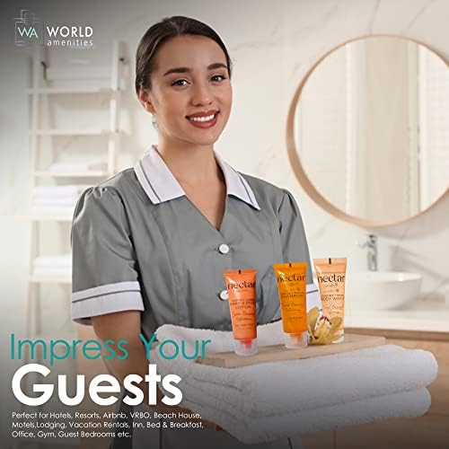 World Amenities - Nectar Bulk Shampoo - Sweet Orange Blossom, Mini Travel Size Toiletries, Hotel Amenities, Airbnb Rentals, Suitable for All Hair Types (25 Count)