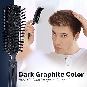 Stanley Commander for Her Hairbrush – Detangling Brush for Wet or Dry Hair – Nylon Bristles Reduce Frizz – Scalp Massager Hair Brush for Thick, Thin, Curly, Straight Hair (Black)