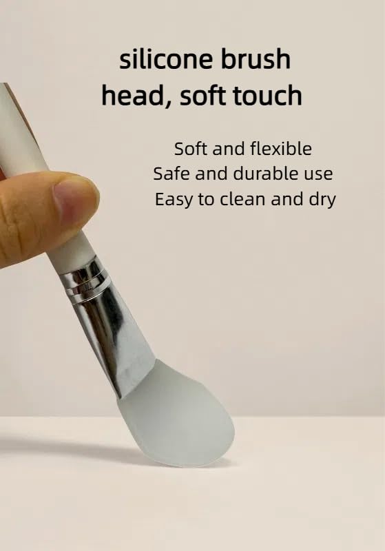 1 Set, 5 Pcs Silicone Mask Applicators, Multiple Silicone Brush Heads, Soft and Flexible, White Color, For Clay Masks, Aloe Vera Gel, Lotion and more