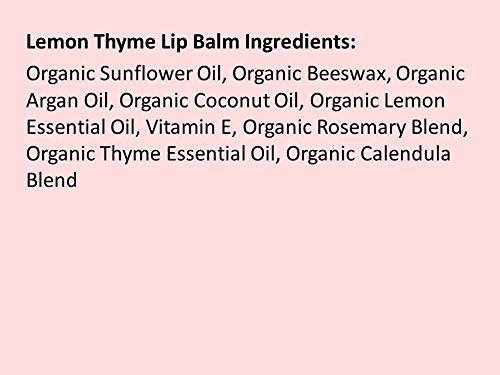 Moroccan Magic Organic Lemon Thyme Lip Balm 3 Pack | Ultra-Hydrating Argan & Essential Oil Lip Moisturizer + Vitamin E | Natural Chapstick for Dry Lips | Smooth, Non-Toxic | Organic Lip Balm