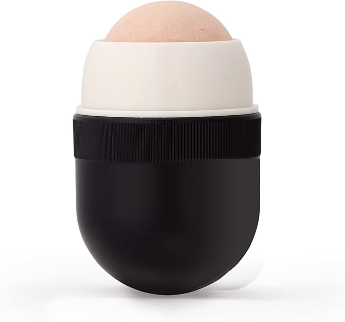 Korean Beauty Oil-Absorbing Volcanic Face Roller, Portable and Reusable Skincare Tool for Oily Skin, Shine Control, Oil Absorber tool for Face (Black)