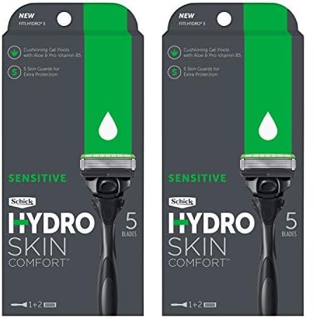 Schick Hydro Skin Comfort Sensitive Razor & 2 Refills, 1Count (Pack of 2)