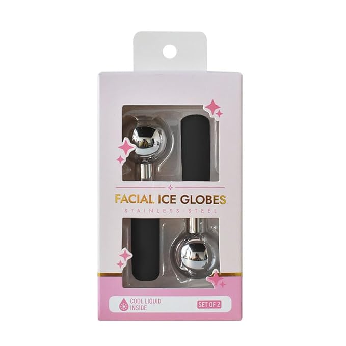 Betyura Ice Globes for Face & Eyes – Unbreakable Stainless Steel Cooling Cryo Sticks, Hot & Cold Facial Roller for Puffiness, Dark Circles & Daily Skincare（Black）