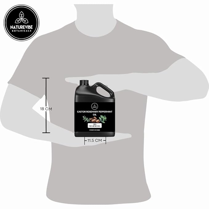 Naturevibe Botanicals Castor with Rosemary and Peppermint Oil 32 Ounces | 100% Pure and Natural | Great for Skin Care and Hair Care