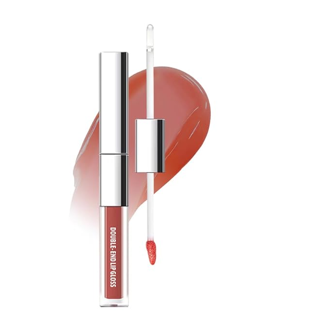 Dual-Ended Lip Stain & Lip Oil – 2-in-1 Matte Color and Hydrating Gloss, Long-Lasting Non-Sticky Lip Tint, Nourishing Moisture & Glassy Shine for Day-to-Night Looks 04#