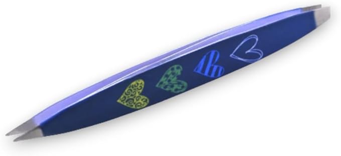 F.A.R.A.H Z-Tweeze Professional Stainless Steel Dual Ended Precision Tweezers - Heart Collection (Sketch My Heart Blue)