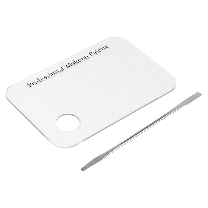 Makeup Palette with Spatula, Rotekt Clear Acrylic Makeup Nail Art Cosmetic Mixing Palette & Stainless Spatula Tool Applicators Set,Nail Holder Display Cosmetic Makeup Palette Tray Accessories