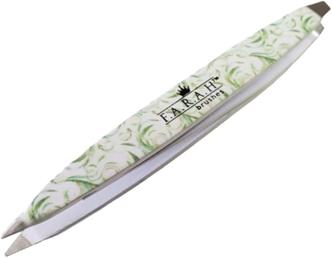 F.A.R.A.H. Z-Tweeze Professional Sabza Stainless Steel Dual Ended Precision Tweezers with Slanted and Pointed Tips