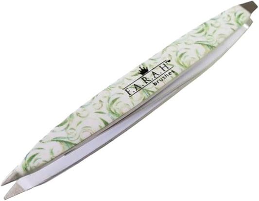 F.A.R.A.H. Z-Tweeze Professional Sabza Stainless Steel Dual Ended Precision Tweezers with Slanted and Pointed Tips