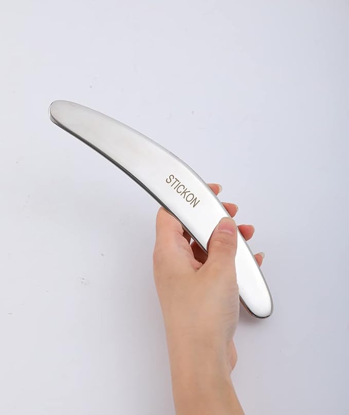 STICKON Gua Sha Stainless Steel 2 Pack Metal Muscle Scraper Tools Set, Scraping Massage Tools Scraper Physical Therapy IASTM Tools Great Soft Tissue Mobilization Tool(STICKON-36)