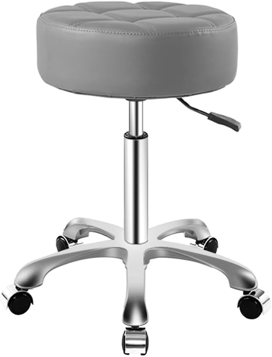 Rolling Stool with Wheels, Thick Cushion Heavy Duty Esthetician Hydraulic Chair Stool for Work Medical Tattoo Salon Office (Grey)