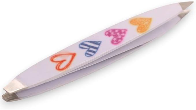 F.A.R.A.H Z-Tweeze Professional Stainless Steel Dual Ended Precision Tweezers - Heart Collection (Sketch My Heart White)
