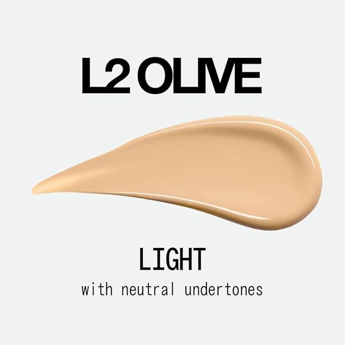 about-face THE PERFORMER Skin-Focused Foundation L2Olive – Medium Coverage, Long-Wear, Breathable & Buildable Base – Clean, Vegan, Hydrating Formula with Blue Agave & Chlorella – 1.08oz