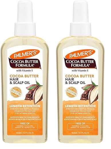 Palmer's Cocoa Butter & Biotin Length Retention Hair and Scalp Oil, 5.1 Ounce (Pack of 2)