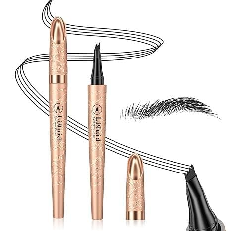 Eyebrow pen - Liquid Eye Brow Microblading Pencil With Micro 4 Point Lift & Brow Pen Snatch, Long-Lasting Waterproof Eyebrow Pencils for Women (Black)