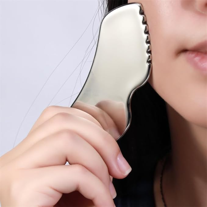 Stainless Steel Gua Sha Facial Tools, Metal Guasha Tool for Face and Body, Gua Shua Scraper for Face Massager Lymphatic Drainage, Facial Sculpting Tool