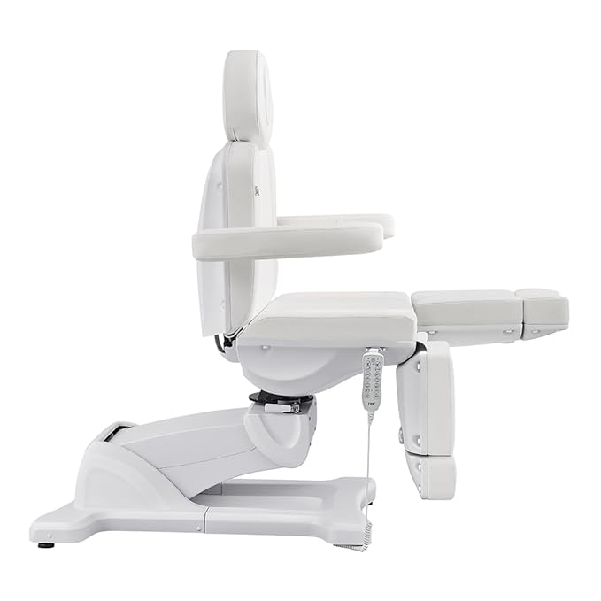 Dir Full Electrical Medical Aesthetic Chair, Podiatry, Dental, Facial Beauty Bed with Split Leg Libra, White