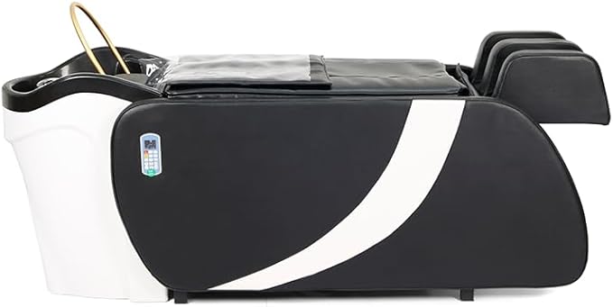 TATARTIST Electric Massage Shampoo Bed Automatic Smart Body Massage Shampoo Bed Armrest and Legrest Airbag Wrapping ABS Plastic Shampoo Basin Chair with Salon Chair for Hairdressing Spa Beauty Salon