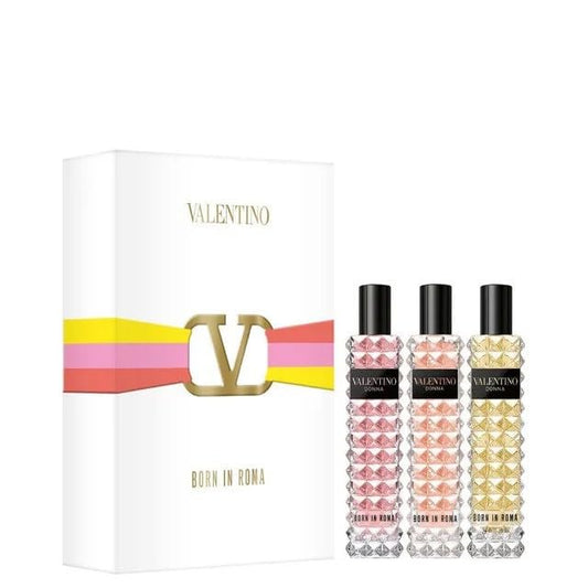 Valentino Donna Born in Roma Travel Spray Perfume 3PC Gift Set Born In Roma Eau De Parfum 0.5 Oz + Born In Roma Coral Fantasy EDP 0.5 Oz + Born In Roma Yellow Dream EDP 0.5 Oz