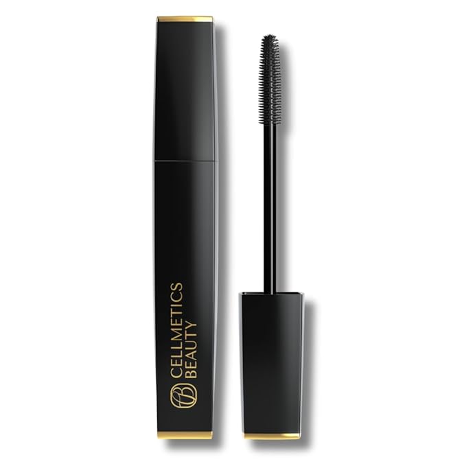 Cellmetics Mascara for Older Women 60 Plus, Volumizing & Lengthening Tubing Mascara with Lash Growth Effect, Hypoallergenic, Smudge-Free and Gentle for Sensitive Eyes (Black)
